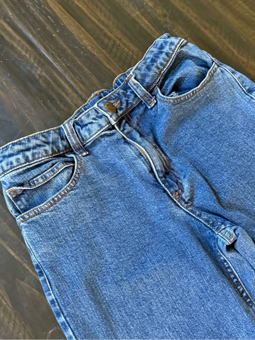 Carhartt Boys Blue Denim Jeans Adjustable Waist Size 14 Straight Leg